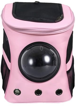 Haustier Tasche Haustier Rucksack Katzenrucksack Tragbarer Haustier-Rucksack, Kapselplatz Mit Fenster-Hunde- Und Katzen-Tragetasche Hunderucksack Katzentasche Haustier Rucksäcke (Color : Rosa, Size