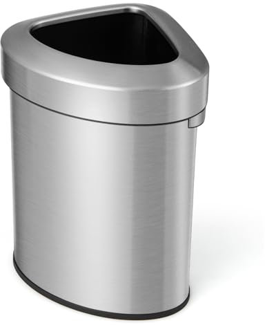 LIFEZEAL Cubo de Basura de 60 L, Ahorro de espacio, Papelera Triangular de Acero inoxidable, Cubo Basura Abierto interior, Contenedor de basura para Esquina