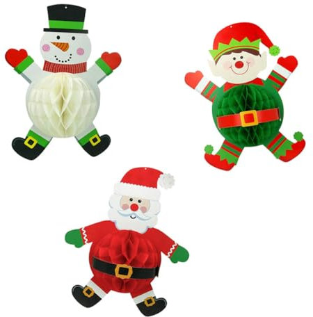 Cabilock Einzigartige Weihnachtsdekoration in Wabenform 3er-Pack Hängende Papierbälle für Den Weihnachtsbaum