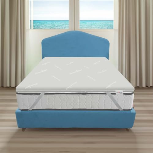 Kühlender Topper 180 x 200 cm Memory und Gel Made in Italy | Cooler Topper mit wärmeregulierendem abnehmbarem Bezug, 3 cm Memoryseite und 3 cm Gelseite - FRESHMIX H6