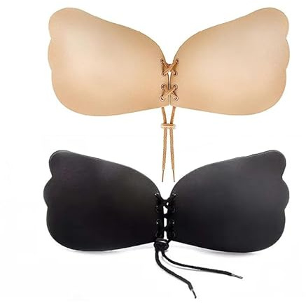 24Ersi Klebe BH Push Up 2 Stück Trägerloser BHS Rückenfreies Kleid Klebe BH Große Brust für Alle Rückenfreie Kleidung Ohne Träger Unsichtbarer Sticky Bra Klebepads