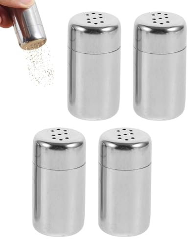 TPZORJX Pack de 4 mini salières - petites mini salières et poivrières, salières à épices 5 ml, salières à épices en acier inoxydable, petites salières en acier inoxydable pour les déplacements