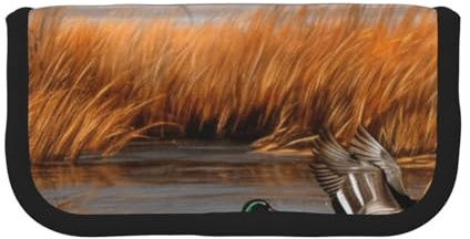 Jagd fliegende wilde Ente große Kapazität Leinwand Federmäppchen robust und langlebig, einfach zu verstauen in einer ordentlichen Weise, Schwarz , Einheitsgröße, Schulrucksack