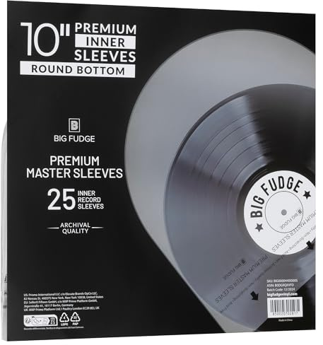 Big Fudge Vinyl Premium 25 cm inre vinylhylsor med rund botten – antistatiskt rispapper för dammfria skivor – skydd för förvaring av vinylskivor och vinyltillbehör – 25 st paket
