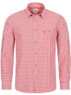 Nübler Trachtenhemd Langarm Sepp in Rot, Größe:3XL