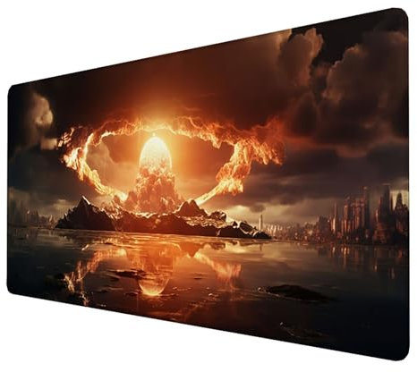 Alfombrilla Ratón, Alfombrilla Ratón XXL Gaming Tapete Escritorio Ordenador(1400x600x3mm)Protector Escritorio Alfombrilla Antideslizante para Ratón Láser y Óptico (Nube de hongo) mousepad (Gris) 6-N-4