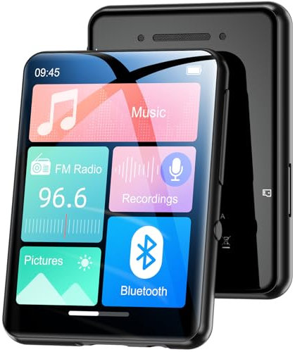 128GB MP3-Player Bluetooth 5.4, 2.4 Full Touchscreen Tragbarer MP3 Musik Player mit Lautsprecher, FM Radio, Sprachaufzeichnung, Kinder MP3 Player (Schwarz)