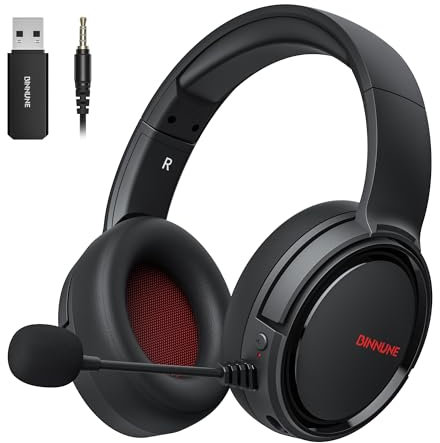 BINNUNE Cuffie Gaming Wireless, Cuffie da Gioco 2.4GHz per PS4, PS5, Switch, Bluetooth 5.3 con Microfono con Cancellazione del Rumore, Audio Stereo, 40 Ore di Autonomia, Compatibili con PC, Laptop,Mac