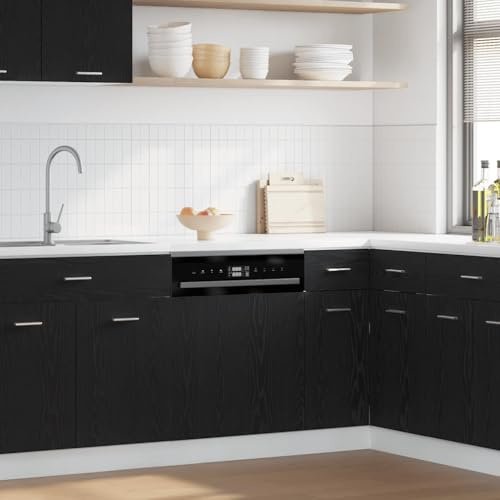 Xichuzi Pannello Lavastoviglie Rovere Nero 60x1,5x67 cm in Truciolato -863151