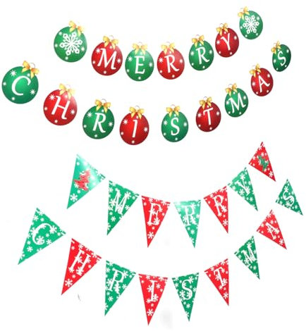 Ciieeo 2stücke Weihnachtsbanner Aus Papier Partygirlande Für Fenster Türen Weihnachtsgirlande Als Dekoration Für Weihnachtsfeiern Und Fotohintergründe