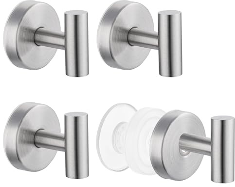 Segus Appendi Accappatoio Bagno, 4 Pezzi Porta Asciugamani Ventosa, Gancio Ventosa, Ganci Appendiabiti, Riutilizzabile e Impermeabile, per Asciugamani, Accessori Cucina (Argento)