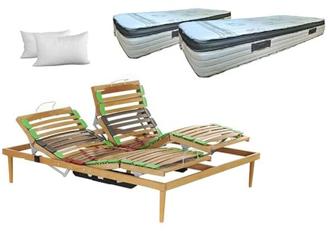 SARDAMATERASSI- Rete elettrica matrimoniale green confort movimenti indipendenti ccon materassi memory 25 cm guanciali omaggio