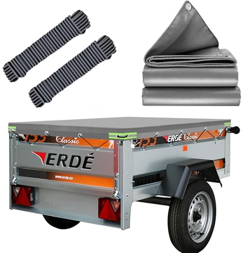 Bâche Remorque 150x105cm, IMPERMÉABLE Protection Plate avec Corde, Idéal pour Norauto Regular 100/200, Erde Classic 153, Erde DAXARA 158, Trelgo NLC 1510, DDR HP 400, 401, 500 & 600 Remorque