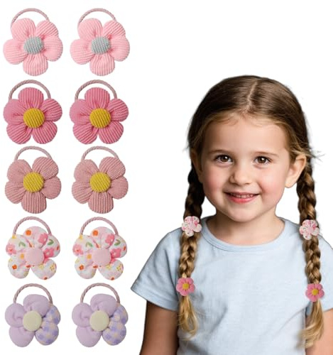 10 Pcs Blumen-Haargummis Pour Bébé Filles, Élastiques Cheveux Mignons Avec Fleur, 5 Couleurs Élastiques Cheveux Fleur Pour Accessoires Cheveux Filles
