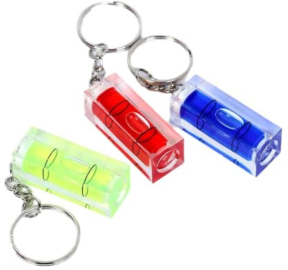 Lot de 3 mini porte-clés niveau à bulle, 4 cm x 1,5 cm x 1,5 cm, 3 couleurs, outil de niveau à bulle de précision