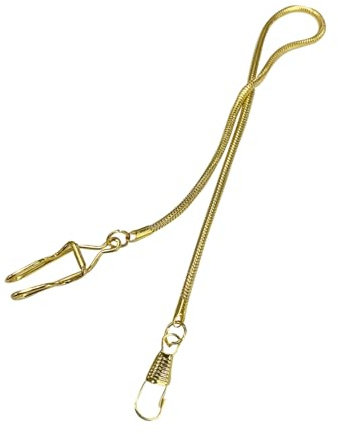 PartyKindom Taschenuhrkette 37cm aus Metall mit Karabiner, Gold | 1 Stück, Vintage Retro Design, für Formelle und Legere Kleidung, als Zubehör für Uhren