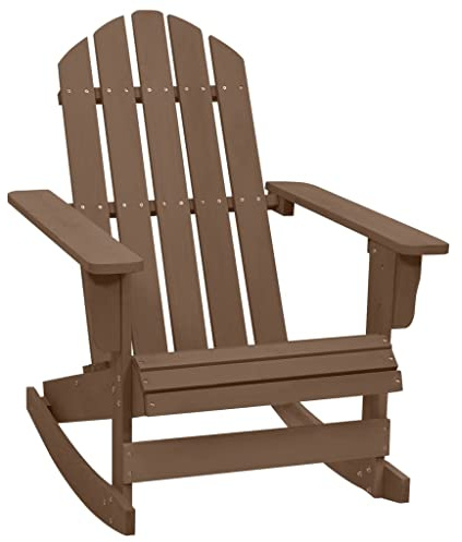 QJBSAVVA Vintage Schaukelstuhl aus Massivholz Braun 70 x 91,5 x 92 cm Wetterfester Gartensessel mit Elegantem Design für Terrasse Garten und Balkon