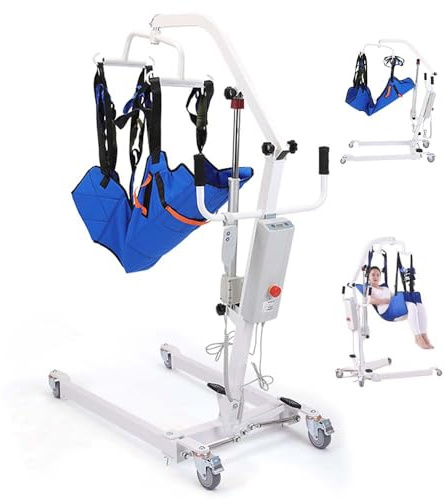 Juodkeo Elevatore elettrico pieghevole per pazienti con arresto di emergenza, per anziani – Crocchia rotante 360°, gamma di sollevamento 750-1770 mm, portata 441lb per disabili