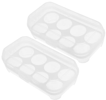 OSALADI 2 piezas Huevera Apilable de Plástico Transparente con Tapa Hermética Resistente y Prueba de Porta Huevos Portátil para Refrigerador y Camping de Unidades con Bandejas Adaptables