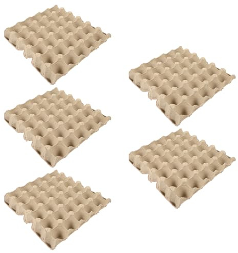 Cartoni per Uova 30 Posti in Polpa di Carta Beige, 5 Pezzi | Design Impilabile, Non Facile da Deformare, Confezione Pratica per Conservazione e Organizzazione