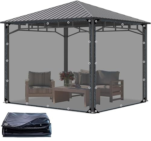 Tende Telone in Pvc Trasparente Impermeabile,Con Porte a Cerniera,Pannelli Laterali in Teloni Trasparenti,Tende Per Eventi e Tendoni,Per Gazebo Pergola Patio,Con Occhielli,NoZip-5.6×2.3m(18.4*7.5ft)