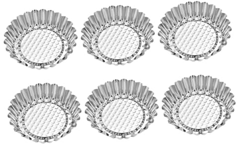 Toyvian 6 Stampi per Crostatine in Acciaio Resistente da Forno Stampi per Dessert Fondo Piatto Resistenti e Riutilizzabili per Crostate all'Uovo Budini Cupcake e Biscotti