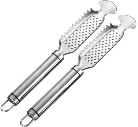 Cabilock 2 Pièces Écailleur de Poisson Acier Inoxydable Grattoir Manuel pour Enlever les Écailles Outil de Nettoyage Cuisine pour Fruits de Mer et Facile à Nettoyer