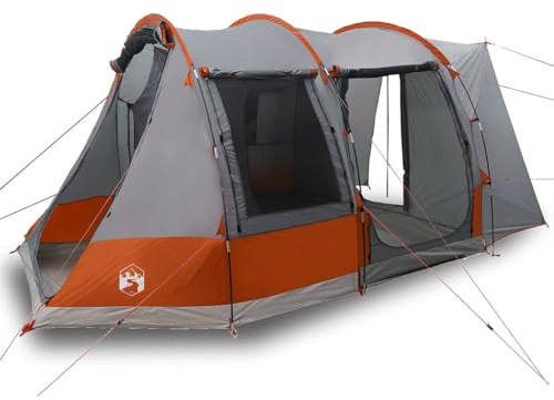 HETFTJN Autozelt für Camping, 2 Personen Campingzelt, Heckzelt mit Innenzelt, 470x332x216 cm, Grau-Orange, 185T Polyester mit PU-Beschichtung, Vorzelt für Outdoor-Reisen und Festivals