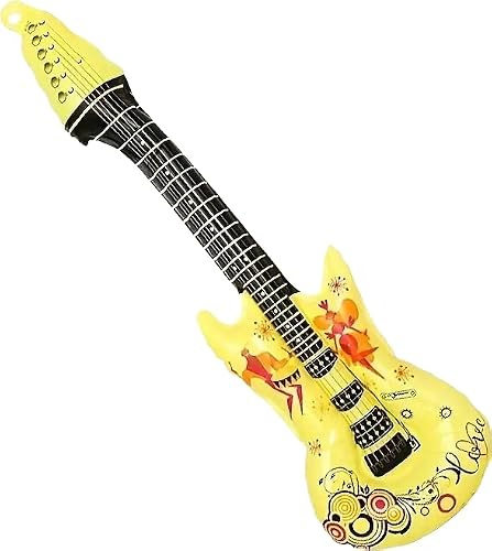 Pastel Yellow Guitar Foil Balloon - Electric Guitar Helium Balloon for Music Party Decorations, Rockstar Birthday, Concert Theme & Kids Party Décor, 75cm