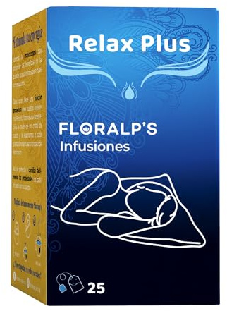 Relax Plus de Floralp's - 25 Bolsitas | Relajante Natural con Azahar, Espino Blanco, Tila y Melisa | Calma el Estrés y Promueve el Sueño | 25 Bolsitas