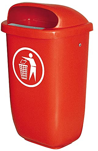 BRB Abfall- Behälter für den Außenbereich, Inhalt 50 Liter, nach DIN 30713, (rot)