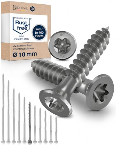 Edelstahl Holzschrauben V2A A2 Senkkopf Torx TX40 – Teilgewinde – 10x160 mm – 25 Stück – Universalschrauben Holz