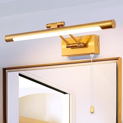 MantoLite 40cm Bilderleuchte 8W, LED Badezimmer Waschbecken Wandleuchte Spiegelleuchten Beleuchtung mit schwenkbarem Leuchtenkopf, 3000K Messing Nachttisch Leselampen Innenbeleuchtung