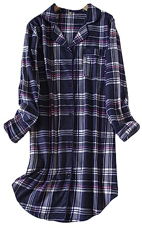 Pijama Mujer Algodon Invierno Manga Larga Ropa de Dormir Tallas Grandes Camison Botones Pijamas