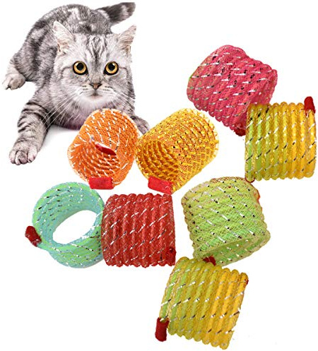 Liwein Katt vårleksaker, plastspole spiralfjädrar kattleksaker färgglada hållbara interaktiva kattfångar tuggleksaker för katt kattunge husdjur swatting biting slumpmässig färg (8 st)