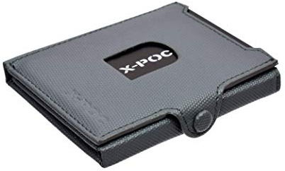 Menzo X-POC Kreditkartenetui aus echten Leder, RFID-Schutz, viele Farben, Kartenetui, Geldklammer (grau)