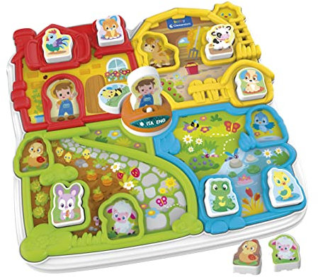 Clementoni Baby 17671 - La Fattoria degli Animali - gioco elettronico bambini 1 anno, playset animali interattivo con filastrocche, fattoria parlante bilingue italiano/inglese
