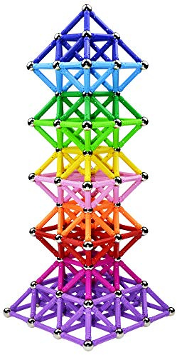 Beicarin Set di 204 bastoni magnetici da costruzione per giocattoli educativi, magnetici, blocchi magnetici, bastoncini, impilabili, giocattoli per bambini e adulti,