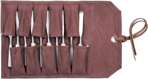 Strapazierfähige, gewachste Segeltuch-Tasche, multifunktionale Werkzeugtasche mit 10 versetzten Taschen, Lederseil