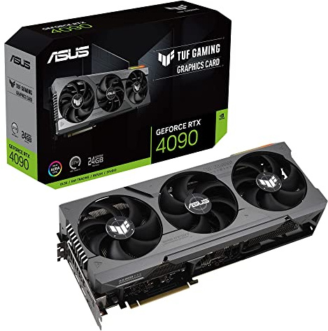 ASUS TUF GAMING NVIDIA GeForce RTX 4090 – Carte graphique gaming (24GB GDDR6X, PCIe 4.0, HDMI 2.1a, DisplayPort 1.4a, Ventilateurs axiaux à double roulement à billes), 90YV0IE1-M0NA00