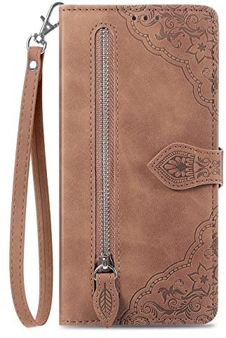 NEXCURIO Handyhülle für Samsung Galaxy S22 Ultra 5G Hülle Klappbar mit Kartenfäch Ständer Klapphülle Schutzhülle Leder Wallet Flip Case Cover Tasche Handytasche Stoßfeste - Braun