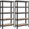 SONGMICS Set di 2 Scaffali in Metallo, Scaffalature a 5 Ripiani Regolabili, Senza Viti, Scaffale Salvaspazio per Garage, Magazzino, Portante 650 kg, 30 x 75 x 150 cm, Nero GLR030B22