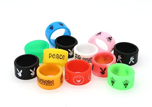 Lot de 12 Vape Rings Silicone Anti Slip Band Antidérapant Anneaux Silicone Bande pour RBA RDA Tank Mécanique Mods, Motif et Couleur Aléatoires avec Une Boîte Transparente (22 x 12 mm)