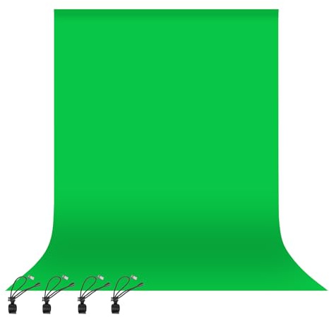 EMART Pantalla Verde 2,4 x 3 m Fondo Verde Poliéster Cromática Plegable | 4 Clips, Pantalla Greenscreen, Estudio Fotografico e Iluminacion y Video