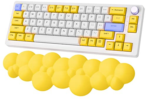 ZIYOU LANG Gelbe Wolke Tastatur-Handgelenkauflage, Memory-Schaum-Handgelenkauflage, glatte Faser, Handauflage für Tastatur, ergonomisches, bequemes Kissen-Set, Unterstützung für Büro, Spiele, Mac