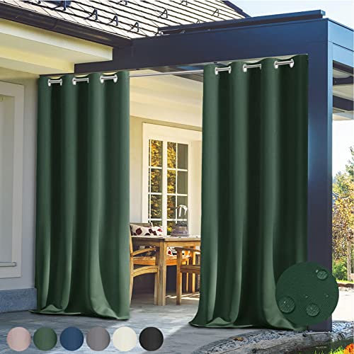 AMMFIT Outdoor Vorhang mit Ösen Wetterfest Extrabreit Sichtschutz Blackout Vorhänge für Garten/Pavillon/Veranda/Balkon, 1 Stück,Grün-132x304cm(BxH)