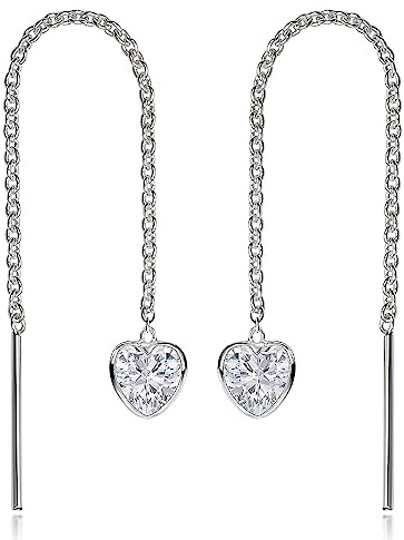 Silber Ohrringe Damen 925 Durchzieher Zirkonia Herz weiß SO-480-Weiß
