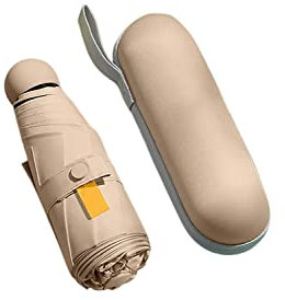 Ombrellone,Ombrellone da viaggio pieghevole,Ombrelloni anti-UV a 8 costole Ombrelloni anti-pioggia e sole Pieghevoli Capsula Ombrellone da spiaggia Mini Ombrello tascabile for donna ( Color : Beige Co