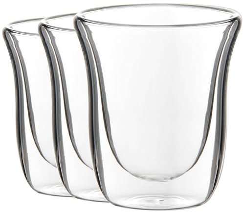 Youngever 3 Pack Espresso Cups, Double Wall Thermo Insulated Espresso Cups, Glass Coffee Cups, 100ML