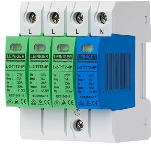 Överspänningsskydd, överspänningsavledare från liner, I+II, typ 1+2 (B+C), 4-polig, maximal utflöde 50 kA